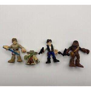 Star Wars Lot of  4 Galactic Heroes Figures Luke Han Chewbacca Yoda Playskool